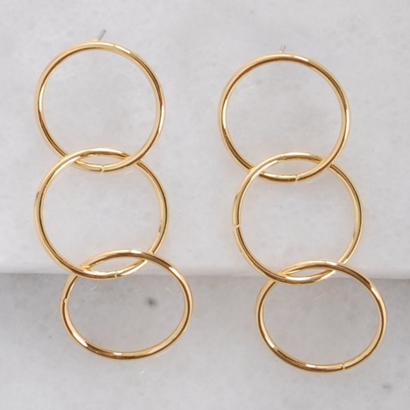 Jewelry - Big 18k Gold-Plated Studs Hoop Earring Dangles